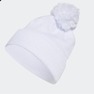 Adidas cuffed white pom top beanie